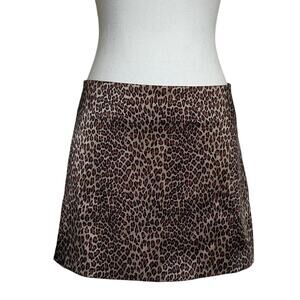 y2k Satin Cheetah Mini Skirt